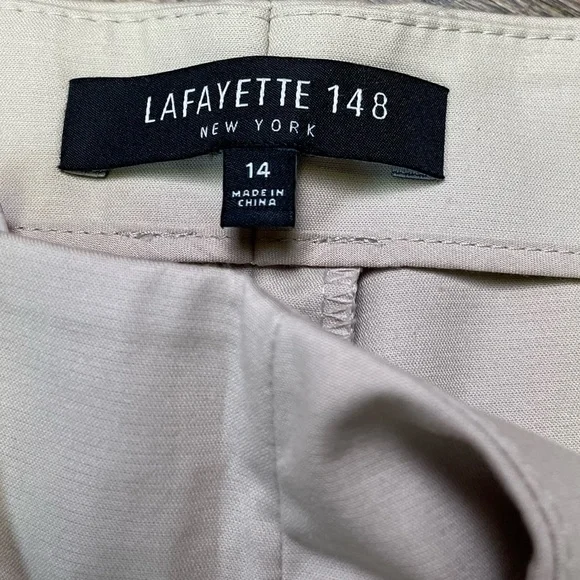 Lafayette 148 Cropped Bleecker Pant Beige Stretch Cotton Trouser Women's Size 14 - Picture 7 of 13